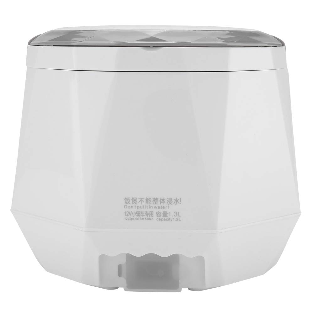 Olla arrocera eléctrica para automóvil, vaporizador de alimentos multifuncional portátil de 12 V y 100 W con revestimiento antiadherente, adecuado para viajes, camping, oficina, (Blanca)