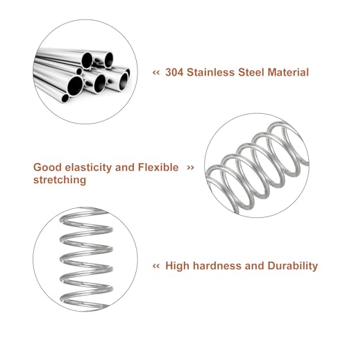 QUARKZMAN 5 Stück Druckfeder, 0.4 x 4 x 50 mm Druckfedern Feder Federn Zugfeder Zugfedern Spring Spiralfeder Spiralfedern Sprungfeder Stahlfeder 304 Edelstahl, Silber