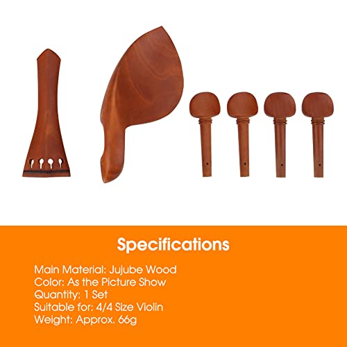 4/4 Wood Violin Parts With Chin Rest Endpin Tailpiece Cork Wood Tuning Pegs Screw Tail Gut Violin Accessory Kit Violin Accessories 4 4 Violin Accessories #TOP4