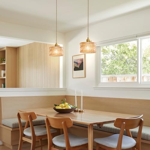Image of Glass Pendant Lights Kitchen Island,Amber Pendant Lighting Fixtures,Modern Adjustable Hight Chandelier Farmhouse Hanging Ceiling Lighting for Dining Room Hallway,Bedroom Foyer 1 Pack