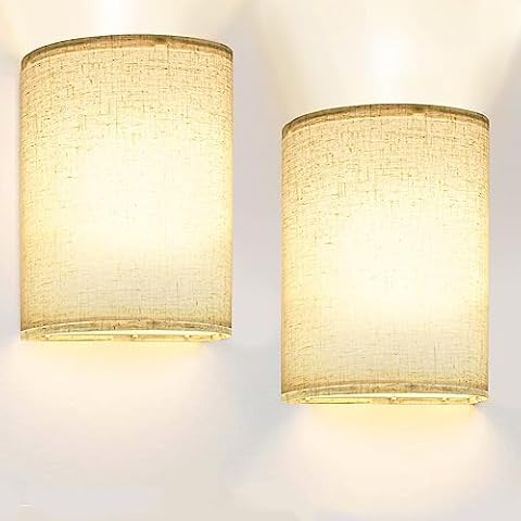 Totexil Battery Operated Wall Sconces Set of Two,Wireless RGB Colors Dimmable Wall Sconce Lighting Decor with Fabric Shade Remote Control, Indoor Wall Lamp, Wall Lights for Bedroom Living Room Hallway Cover