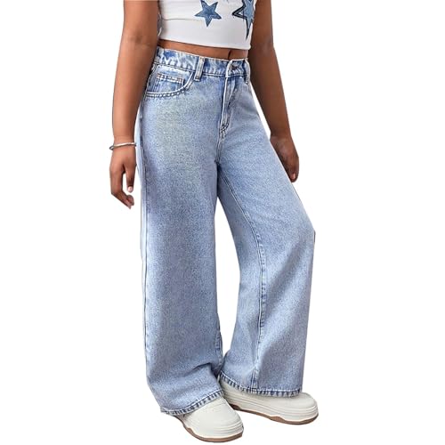 Pantalones vaqueros rectos para chicas de 9 a 13 años en mezclilla lavada