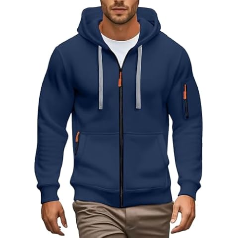 Men'S Hoodies Casual Pullover Fleece Hooded Sweatshirt Long Sleeve Full Zip Hoody Tops Cover