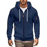 Men'S Hoodies Casual Pullover Fleece Hooded Sweatshirt Long Sleeve Full Zip Hoody Tops With Kangaroo Pocket Plain Comfortable Hoody Hooded Top Drawstring Work Sweatshirts S-3Xl