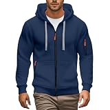 Sudadera Hombre con Capucha y Cremallera Sudaderas Hombres Running Deportivas con Bolsillo Sweatshirt Manga Larga Pullover Hoodie Vintage Holgados Ropa de Trabajo Entretiempo Casual Otoño Invierno
