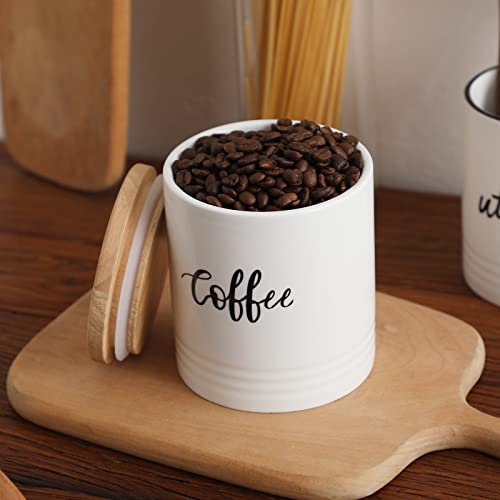 Leetoyi Porcelain Food Storage Containers With Lid, 4.5-Inch 31Oz White, Labeled Coffee #TOP2
