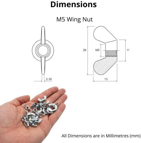 M5 (5mm) Wing Nuts - Steel (Pack of 20)