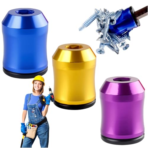 2026 Upgraded Magnetic Screw Ring, 1/4\" Hex Screwdriver Bit Holder Magnetizer & Demagnetizer Tool Set, Universal Strong Screw Holder for Impact Drill, Removable Alloy Bit Magnetizer (A-3PCS)