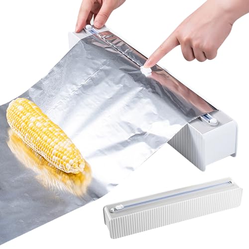 Yurosuis Cortador De Film Adherente, Soporte Y Cortador De Papel Aluminio, con Ventosas De Pegatina Sin Dejar Marca Soporte para Rollos para Envolver Carnes En Restaurante Embalar Aperitivos
