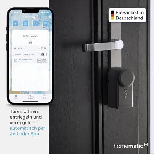Homematic IP Access Point 2 + Türschlossantrieb anthrazit + Keypad, Smart Home, elektronisches Türschloss, Smart Lock nachrüstbar ohne Umbau, steuerbar per Codeschloss, App, Alexa & Google Home