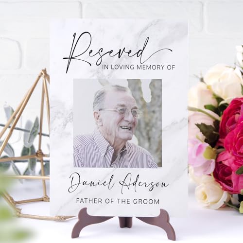 Personalized Reserved Memorial Black Acrylic Wedding Yard Sign, Sympathy Gift, Loved One In Heaven, Loving Memory Wedding Table Decor