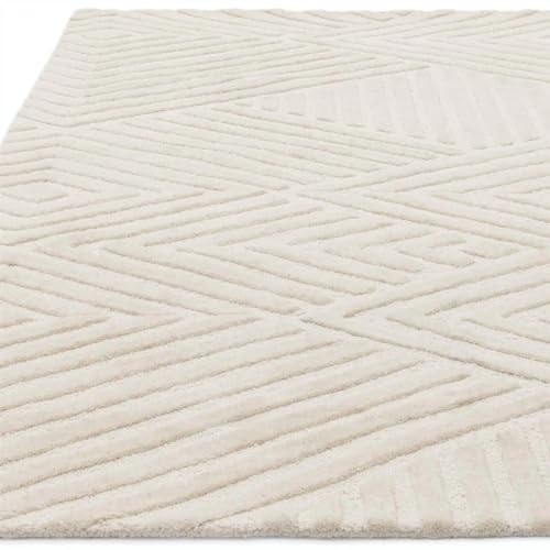 Image of FloorFusion inchWoolen Monterial Design Premium Carpet for Living Room Bedroom Drawing Room Hall and Floor Size 4 x 6 feet (120x180 cm) Color Soft Ivory
