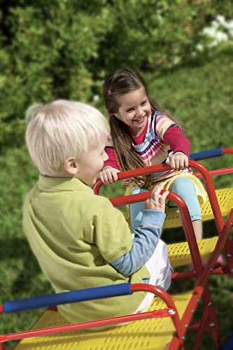 Kid's Metal Rocking Seesaw Teeter Totter With Handlebars, Weather Resistant Backyard Playground Equipment, Max Weight 140 Lbs #TOP5