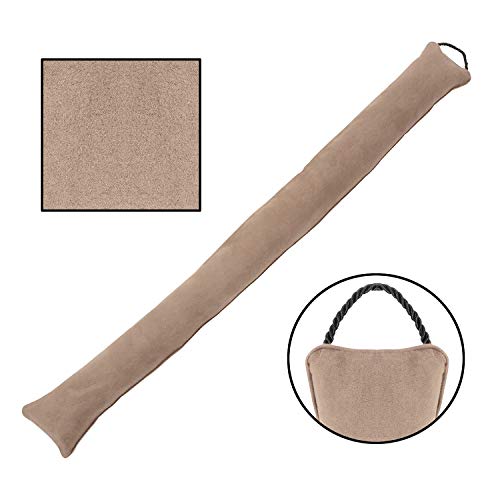 Home District Draft Dodger - Faux Suede Weighted Door And Window Breeze, Noise Guard Stopper Blocker - 36 Inches Long - Light Brown #TOP3