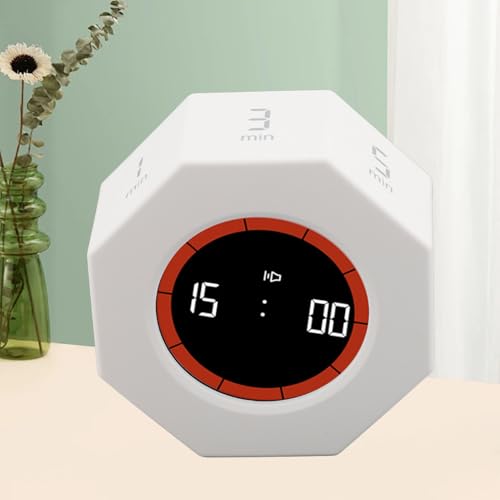 Timer Timer Kube Productivity z minimalistyczną konstrukcją, Wydajności Obrotowej Czujnika G, 1 3 5 15 15 30 60 90 Minut Przenośne Doładowanie, Inteligentne Instrukcje ładowania, dla (WHITE)