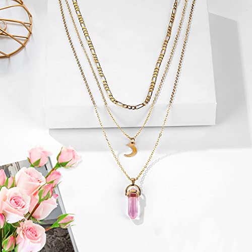 Mjartoria Moon Pentagram Necklace Pentacle Chakra Charm Pendant Multi Layer Alloy Chain Choker Necklace Set Gothic Jewelry #TOP7