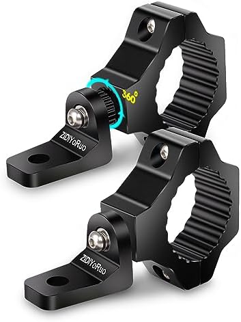 ZIDIYORUO Light Bar Mounts for UTV - 360° Light Mounts for 1.75"-2" Roll Bars, Rock Solid Aluminum Alloy Brackets Mounting Fog Light, Driving Lights LED Lights on UTV/ ATV/ Jeep/Truck Bars. 2pcs