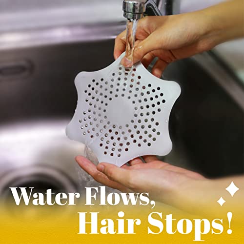 Star Drain Hair Catcher | Sink Drain Strainer | Sink Strainer as Bathroom Accessories and Kitchen Gadgets | Shower Drain Cover as Hair Catcher, Sink Stopper | 2 Colors, Mist, Grey, 4pc Set