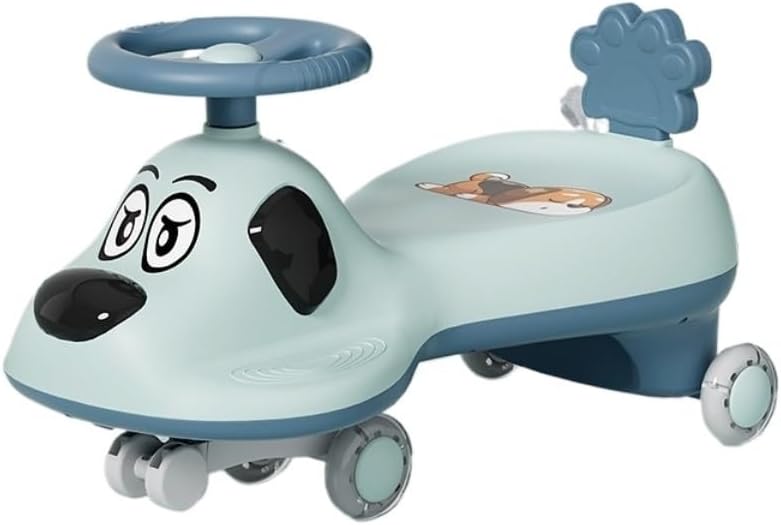 Wiggle Car Music Light Anti-Rollover Swing Car Silent Flash Wheel Twist Turn Wiggle Movement to Steer for Ages 2 Years and Up(Pink,Normal Wheel)