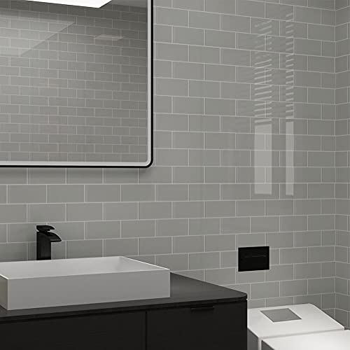 Adedeo Glass Subway Tile 3 x 6 Inch Light Gray for Kitchen Backsplash Bathroom Wall (32-Pack, 4 sq.ft.) by Adedeo - Image 3