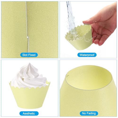 PATIKIL Cupcake Wrappers Paper, 50 Pack Baking Cups Standard Wave Decoration for Anniversary Birthday Weddings and Parties, Light Yellow by PATIKIL - Image 3
