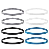VEGCOO 8 Sport Stirnband Dünn Antirutsch Elastische Stirnbänder Sport Haarband Dünn Rutschfest Geeignet für Jungen Mädchen Und Kinder(schwarz,weiß,grau,erdblau)