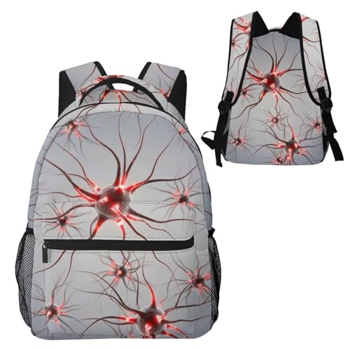 Sac à dos décontracté Neuron Art anti fatigue dos léger avec gourde Ho