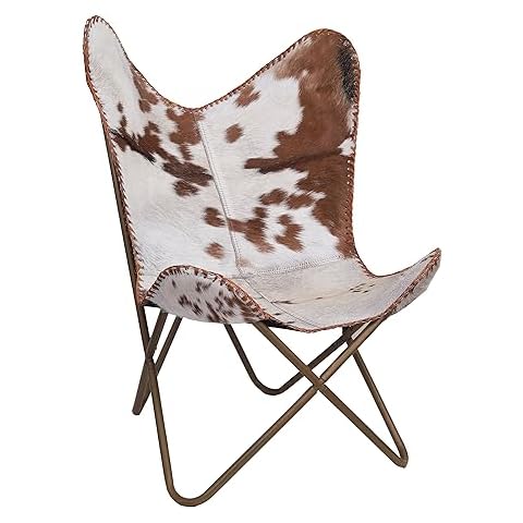 cuero Handmade Leather Butterfly Chair Living Room - Side Hand Stich Leather Chair Butterfly Brown White Chair Cover
