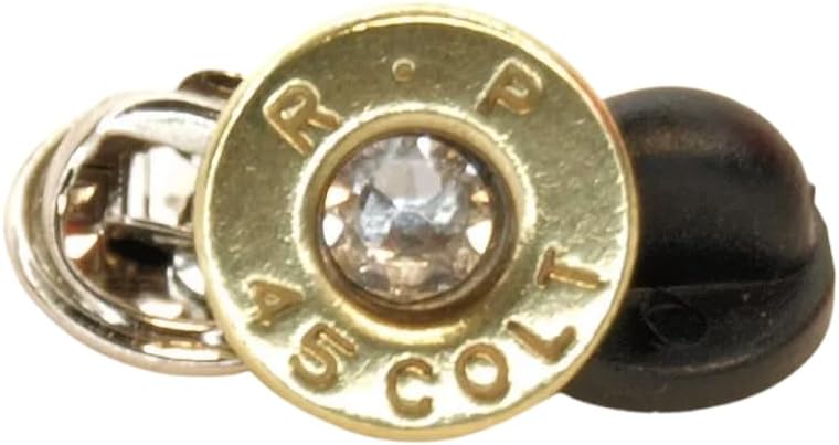 Dobez DesignZ45 Long Colt Recycled Bullet Tie Pin with Crystal (Clear) - Various Headstamps