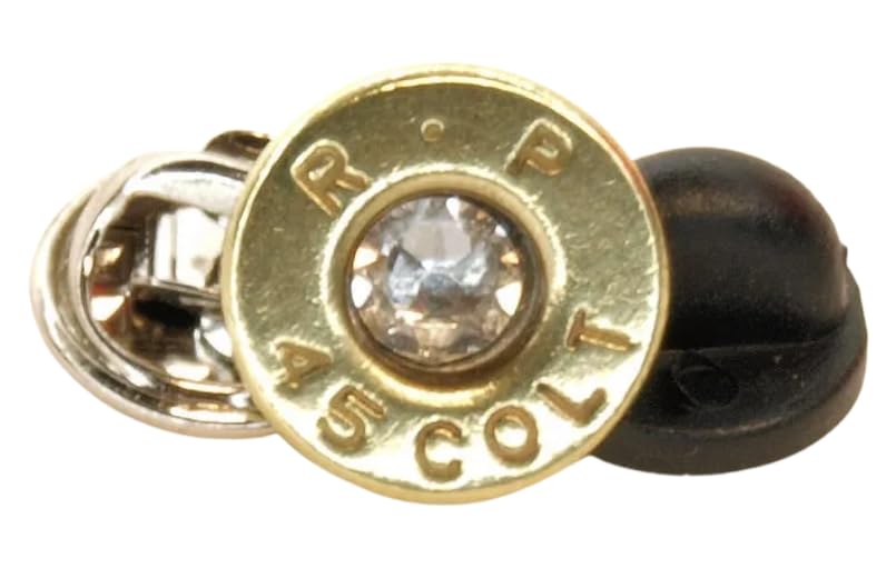45 Long Colt Recycled Bullet Tie Pin with Crystal (Clear) - Various Headstamps