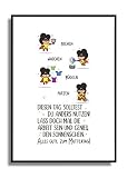  A4 Plakat gedruckt auf Künstlerpapier FineArt Bild KOCHEN WASCHEN BÜGELN PUTZEN Wand-Deko Geschenkidee zum Muttertag Geidcht Poster Druck im modernen Flat Design