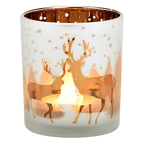 Windlicht Tannenbaum Glas | Teelichtglas Weihnachten Winter | Hirsch...