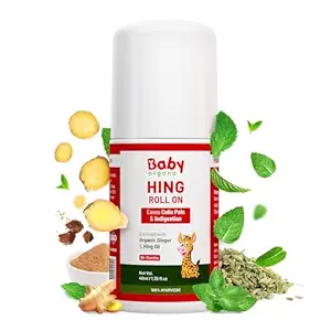 BabyOrgano Hing Tummy Roll-On for Babies Colic, Gas, Constipation & Indigestion Relief With Organic Hing, Fennel, Sowa & Ginger Oil 100% Ayurvedic Preservative-Free 0+ Months 40ml (Pack of 1)