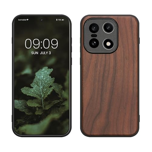 kwmobile Real Wood Case Compatible with OnePlus 15 Case - Hard Wooden Cover w/TPU Bumper - Dark Brown by kwmobile - Used condition - US$7.50