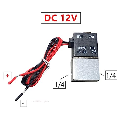 Électrovanne pneumatique 12V en aluminium normalement fermée avec raccord de tuyau 8mm - 3