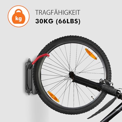 Mimoke Schwenkbare Fahrrad Wandhalterung Vertikaler Fahrradständer - Fahrradhalterung wand für die Garage - MTB & Rennrad (Rot Haken, 2 Stück)