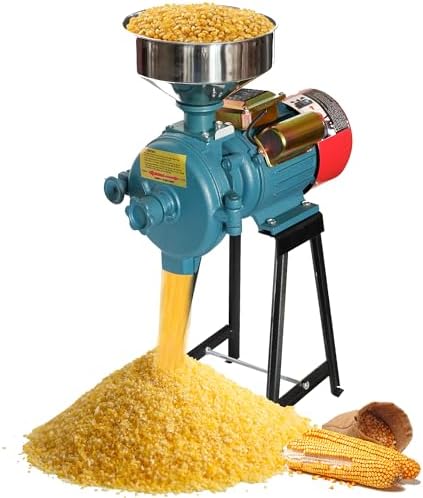 3000W Electric Corn Grinder - Versatile Wet & Dry Flour Mill for Rice, Corn, Wheat, Coffee & Grains - High-Power Cereal & Feed Milling Machine with Funnel