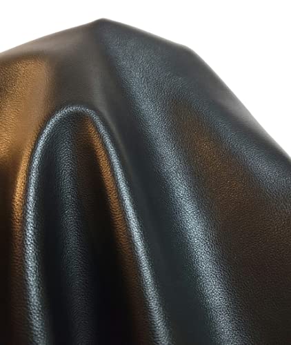 Black Soft Faux Vegan PU {Peta Approved Vegan} Leather by The Yard 20 Yard roll Synthetic Pleather 0.8 mm Nappa Yards (720 inch x 54 inch) Soft Smooth Upholstery (Black Lambtouch, 20 Yards (720"x54")