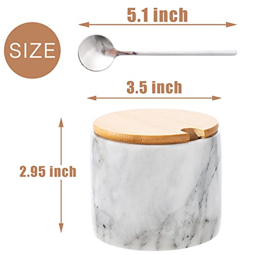 Nhkrte Marble Salt Cellar With Lid & Spoon, 11Oz Salt And Pepper Bowls, Handcrafted From Natural Marble, Smooth Inside (White) #TOP1