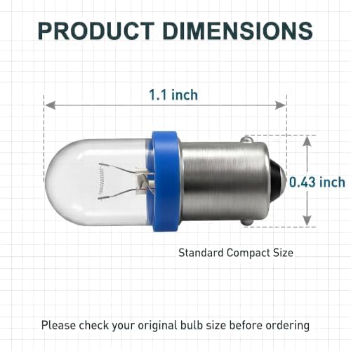 10 PCS BA9S LED Bulbs, Push-in License Plate Light, Car LED Dashboard Light Replacement, Universal Indicator Lights for Most Cars (Blue) — 사진 3