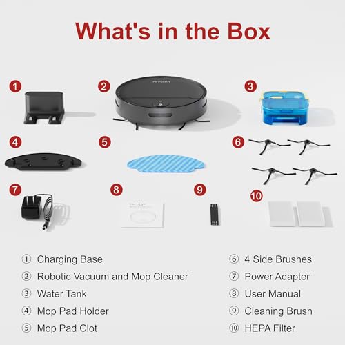 VIPSUN Robot Vacuum and Mop Combo with 4000Pa Suction, APP/Voice/Remote Control, Robotic Vacuums with Personalized Adjustment Setting, Self-Charging, Obstacle Avoidance, Smart Home Robot Aspiradora by VIPSUN - Image 8