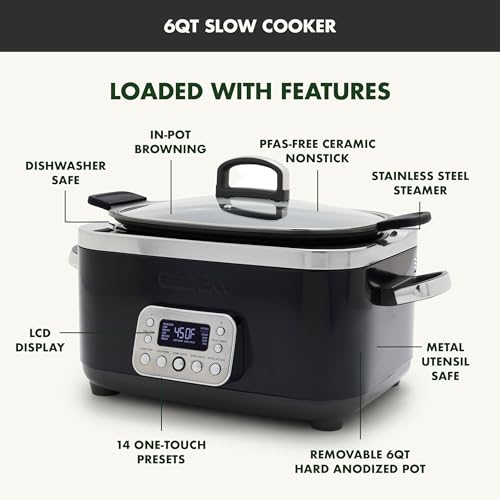 image for GreenPan Elite 14-in-1 Nonstick 6QT Electric Slow Cooker, PFAS-Free Ce
