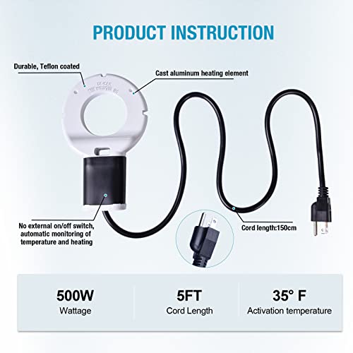 Wedigout 500Watt Utility De-Icer for Farm, Submersible Water Heater for Farm Livestock(Cow/Chicken/Sheet), Mini Size Aluminum De-Icer for Multiple Using, Non-Conductive and Anti-Rust by Wedigout - Image 4
