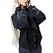 Karwuiio Women Y2k Zip Up Hoodies Star Graphic Long Sleeve Jackets Hip Hop Harajuku Oversized Hooded Sweatshirt(Black,XL)