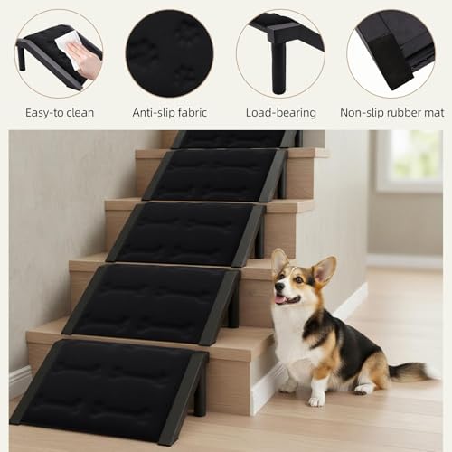 Dog Ramp for Stairs, Heavy Duty Metal Frame Non-Slip Pet Ramp with Sponge Padding Surface, 200 lbs Capacity, Safe Climbing for Small, Senior & Short-Legged Dogs (Bone-4 Pack) by ZJDJEZJD - Used condition - Image 6