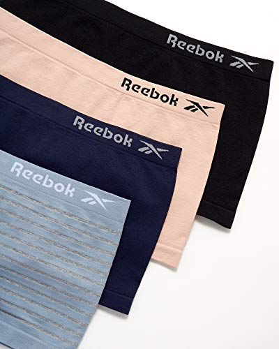 Reebok Girls' Underwear – Seamless Boyshort Panties (4 Pack), Size 6-7, Blue/Navy/Rose Dust/Black #TOP1