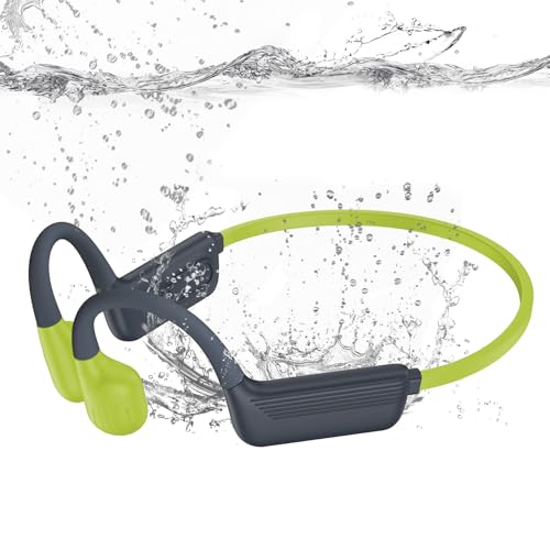 Liquid Silicone Swimming Headphones-Bone Conduction Headphones, IP68 Waterproof Underwater Earphones, LiteSurge Bluetooth Soft/Skin Open Ear Swim Earbuds with 32 GB MP3 Memory for Sport-Turquoise by MARLALL - Used condition - US$37.99