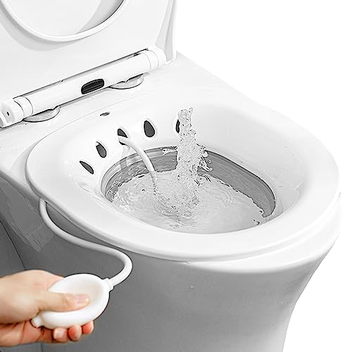 Sitzbadewanne für Hämorrhoiden, Schwangerschaft, Pflegeschale nach der Geburt, Sitzbad für Hämorrhoiden, Toilettensitz, Sitzbadewanne für Damen und Herren, Po-Badewanne, tragbar, Grau (Grau)