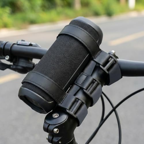 Lixternum Portable Speaker Mount for Bike Waterproof Hook and Loop Fastener Strap Holder Adjustable Strap Bike Speaker Holder for Bicycle Golf Cart Scooter UTV ATV Motorcycle Stroller(Black)