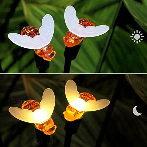 Gorrzai Solar Garden Lights 4 Pack 10 Led Bee Firefly Lights Outdoor Honeybee Swaying Light, Sway By Wind, Waterproof Solar Powered Yard Decoration For Lawn, Patio, Pathway, Landscape(Warm White) #TOP4